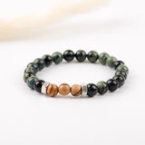 Bracelet homme - Jaspe kaki - Bois - Argent - NAOS