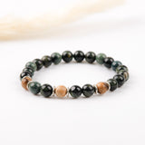 Bracelet homme - Jaspe kaki - Bois - Argent - NAOS