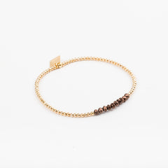 Bracelet - Perle - Cristaux - Choco - Plaqué or - SUBTIL