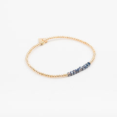 Bracelet - Perle - Cristaux - Bleu roi - Plaqué or - SUBTIL