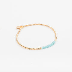 Bracelet - Perle - Cristaux - Turquoise - Plaqué or - SUBTIL