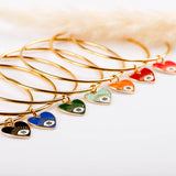 Bracelet - Jonc - Pampille - Acier inoxydable - COEUR