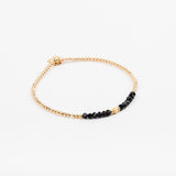 Bracelet - Perle - Cristaux - Noir - Plaqué or - SUBTIL