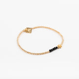 Bracelet - Perle - Cristaux - Noir - Plaqué or - SUBTIL