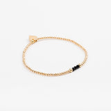 Bracelet - Perle - Cristaux - Noir - Plaqué or - SUBTIL