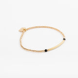 Bracelet - Perle - Cristaux - Noir - Plaqué or - SUBTIL