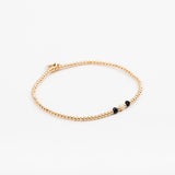 Bracelet - Perle - Cristaux - Noir - Plaqué or - SUBTIL