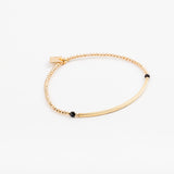 Bracelet - Perle - Cristaux - Noir - Plaqué or - SUBTIL