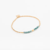 Bracelet - Perle - Cristaux - Bleu canard - Plaqué or - SUBTIL