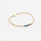 Bracelet - Perle - Cristaux - Bleu canard - Plaqué or - SUBTIL