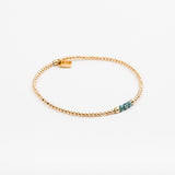 Bracelet - Perle - Cristaux - Bleu canard - Plaqué or - SUBTIL