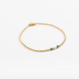 Bracelet - Perle - Cristaux - Bleu canard - Plaqué or - SUBTIL