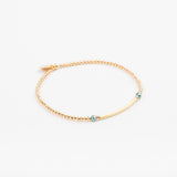 Bracelet - Perle - Cristaux - Bleu canard - Plaqué or - SUBTIL