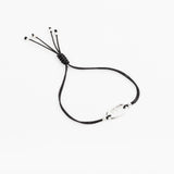 Bracelet - Cordon noir - Plaqué argent - OSMOSE