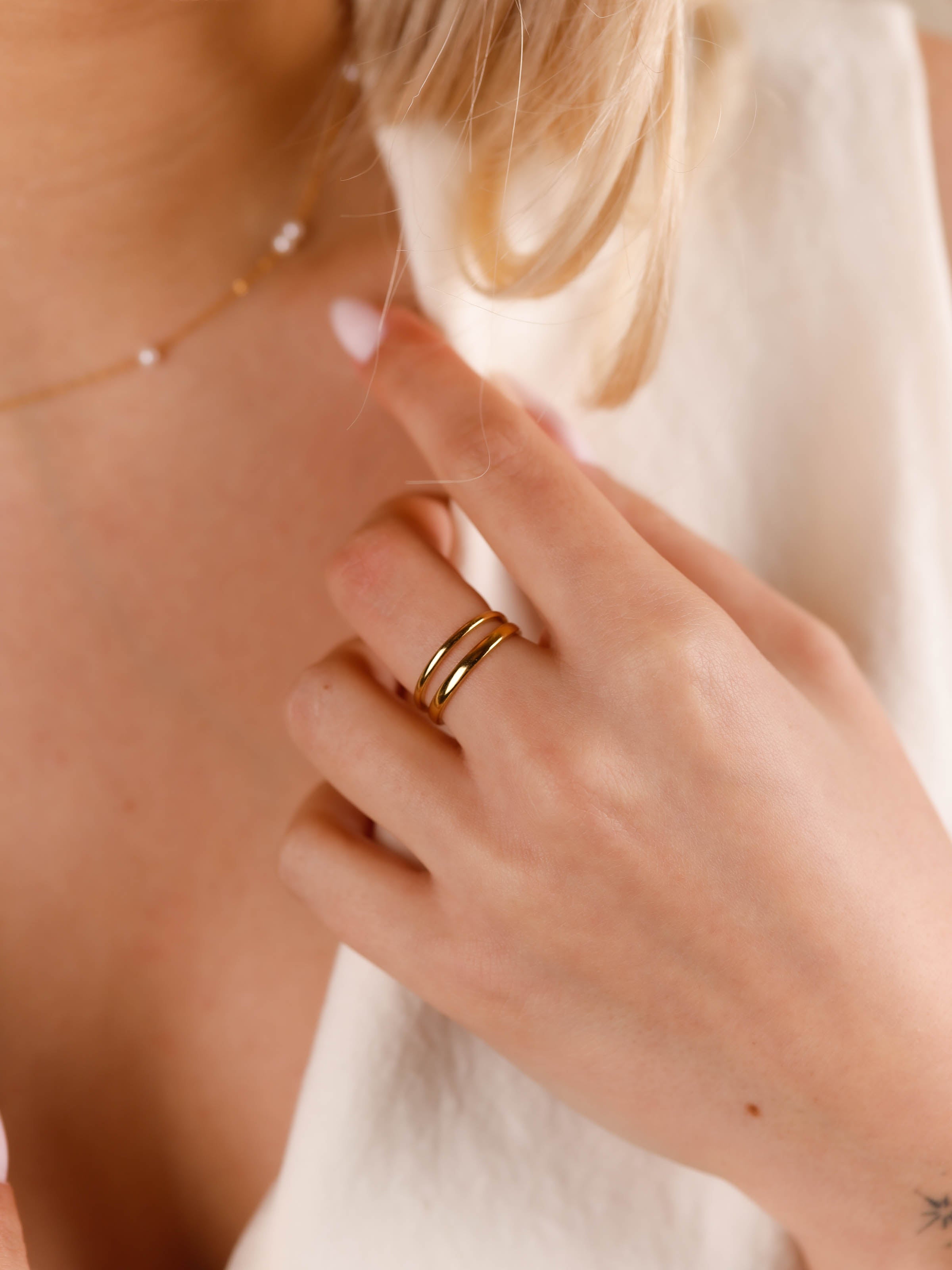 bague en acier inoxydable réglable pour femme 