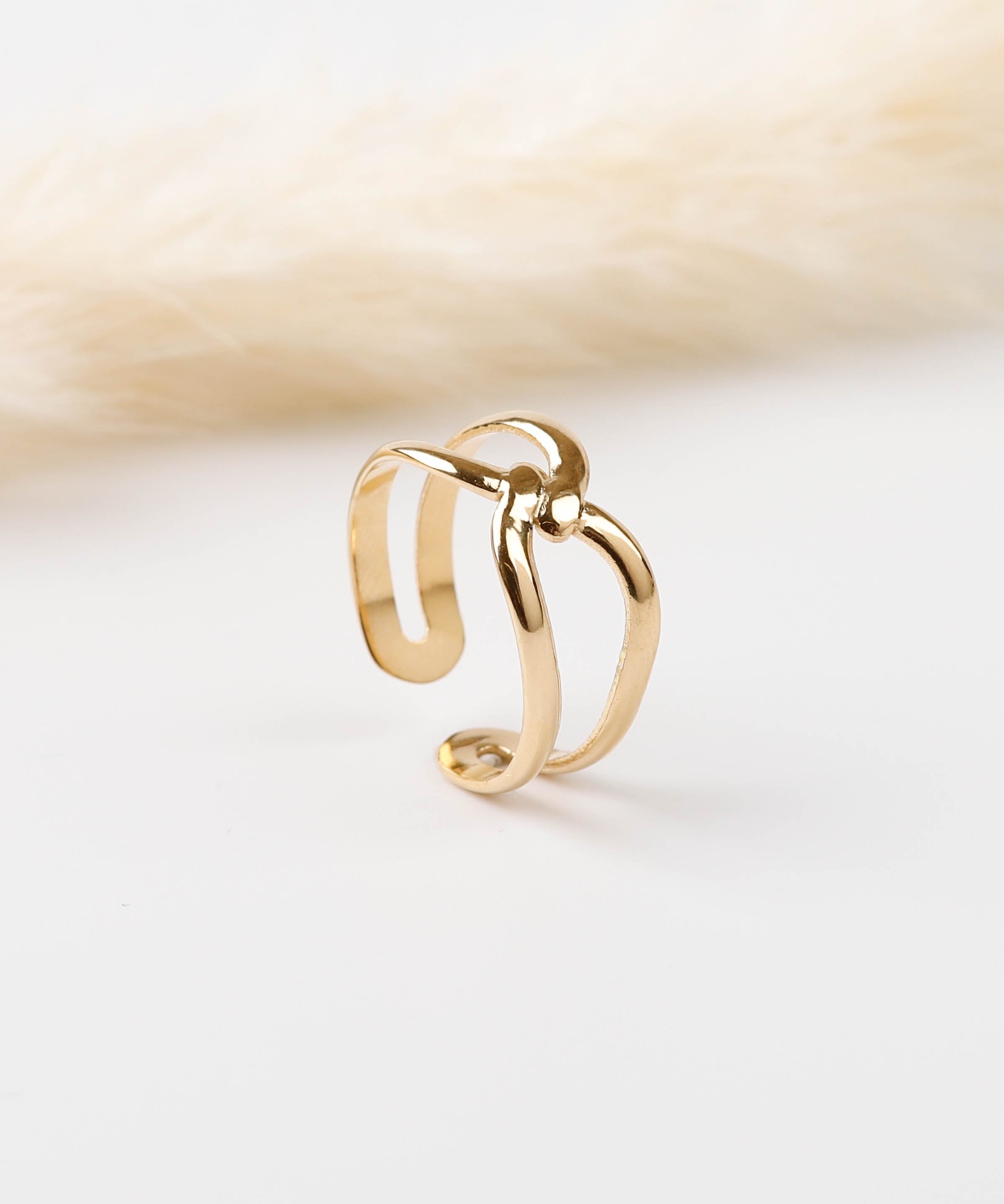 bague en acier inoxydable réglable pour femme 