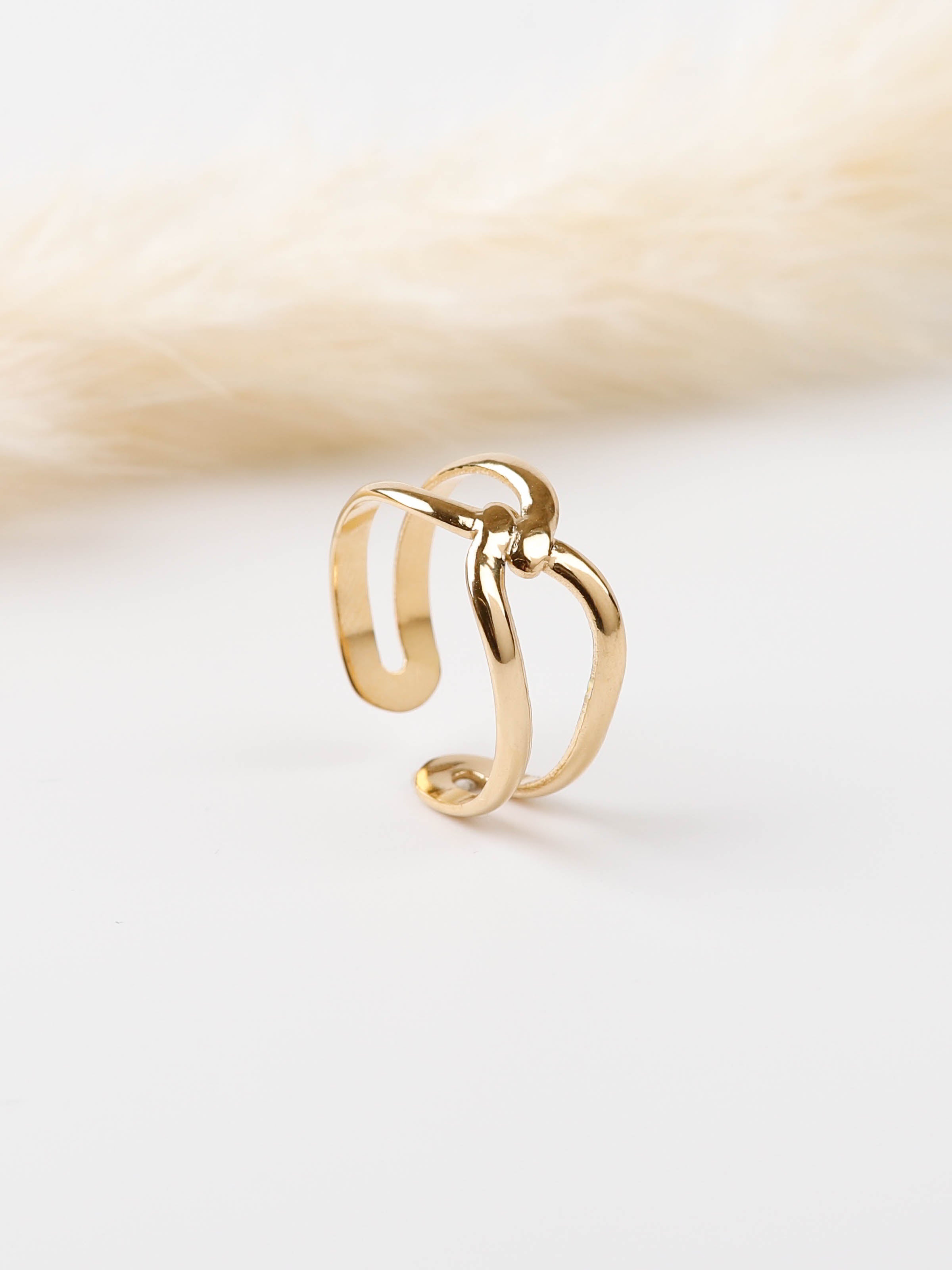 bague en acier inoxydable réglable pour femme 