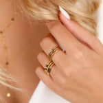 bague en acier inoxydable réglable pour femme 
