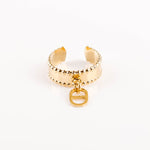bague en acier inoxydable réglable pour femme 