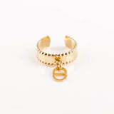 bague en acier inoxydable réglable pour femme 