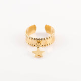 bague en acier inoxydable et nacre pour femme