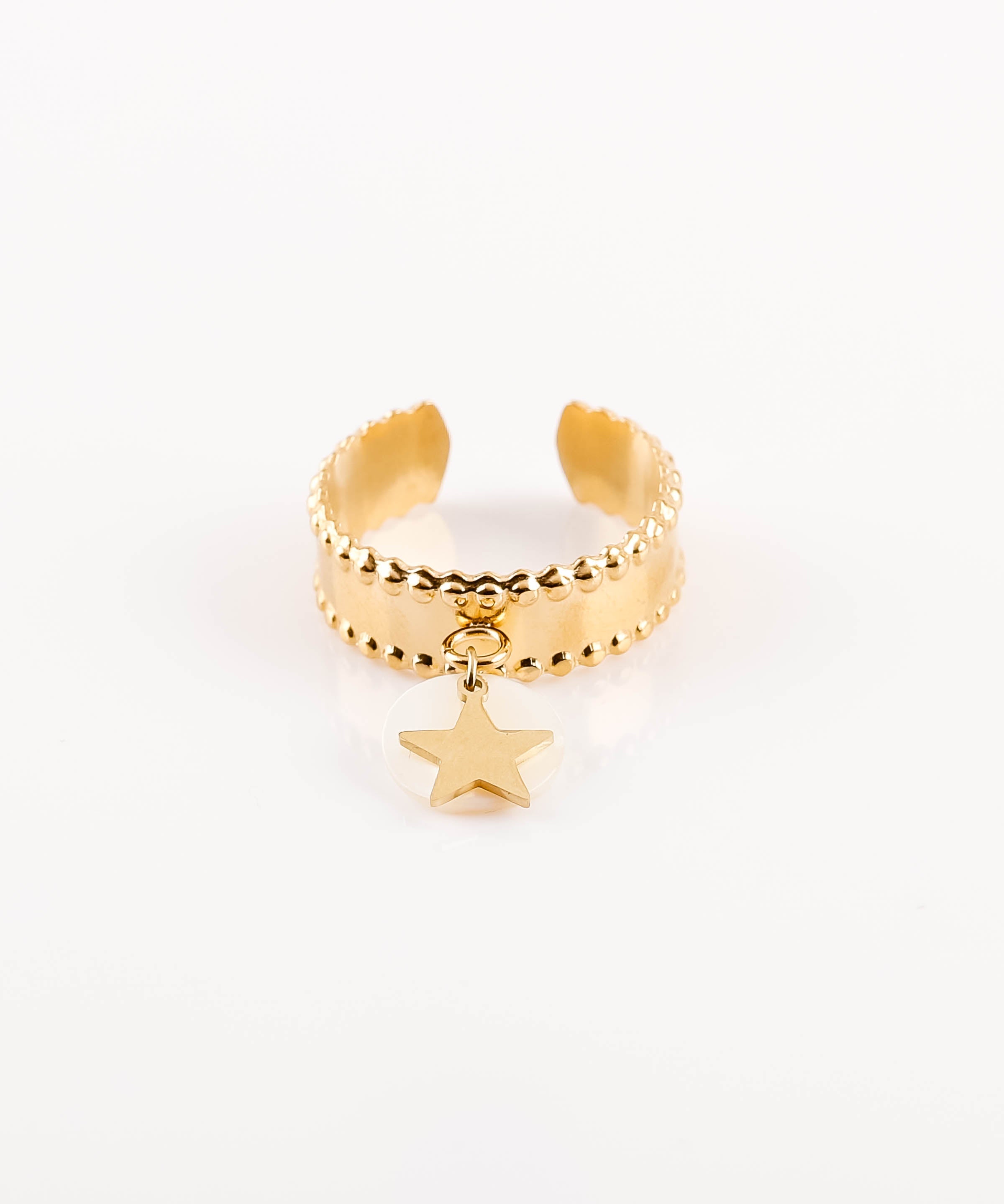 bague en acier inoxydable et nacre pour femme