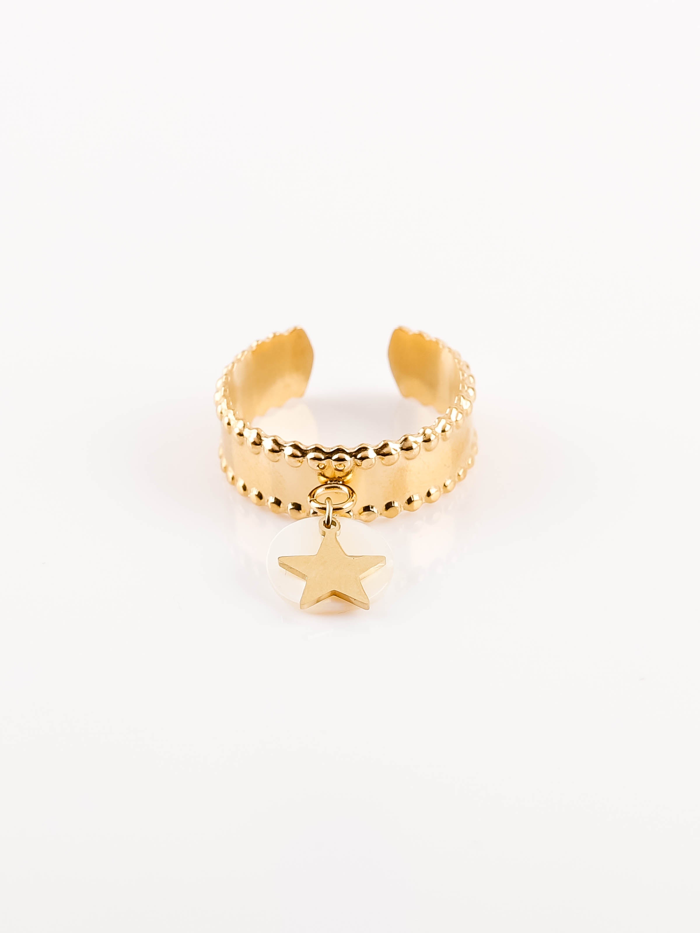 bague en acier inoxydable et nacre pour femme