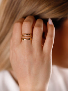 bague en acier inoxydable réglable pour femme 