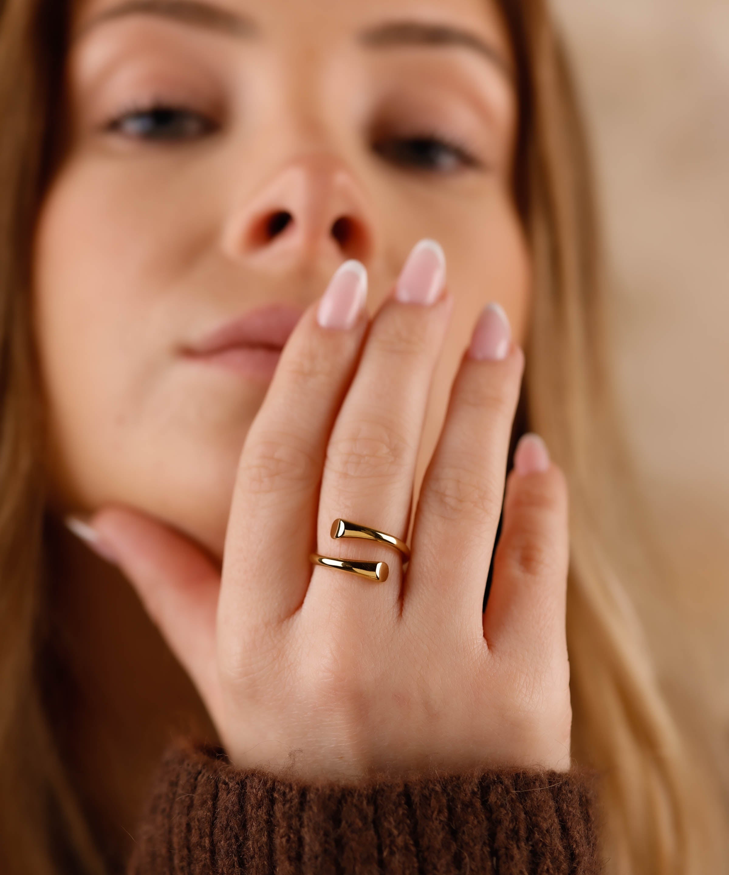 bague en acier inoxydable réglable pour femme 