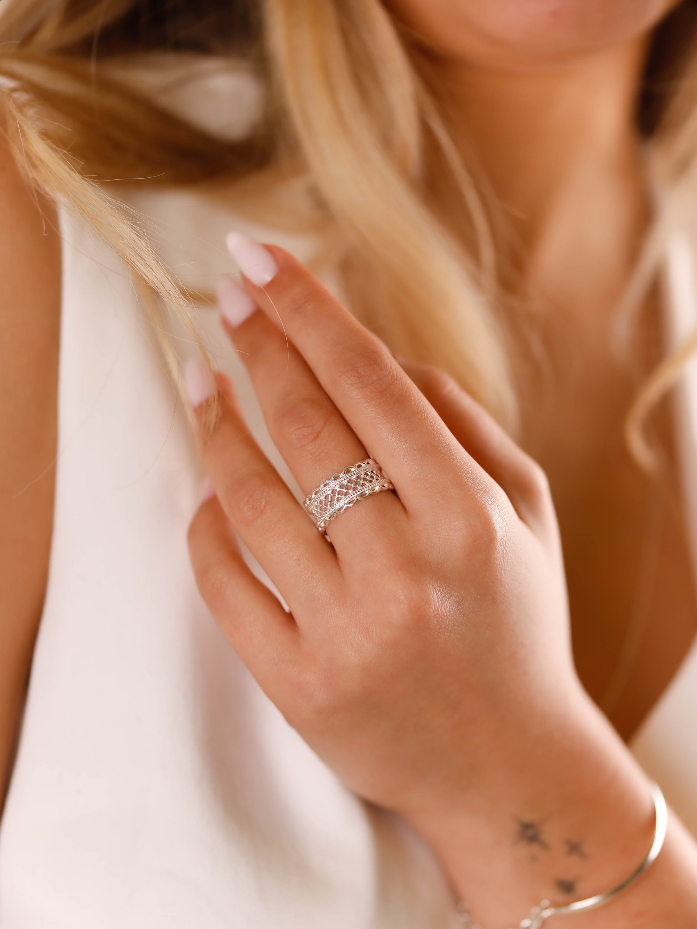 bague en argent 925 réglable pour femme 