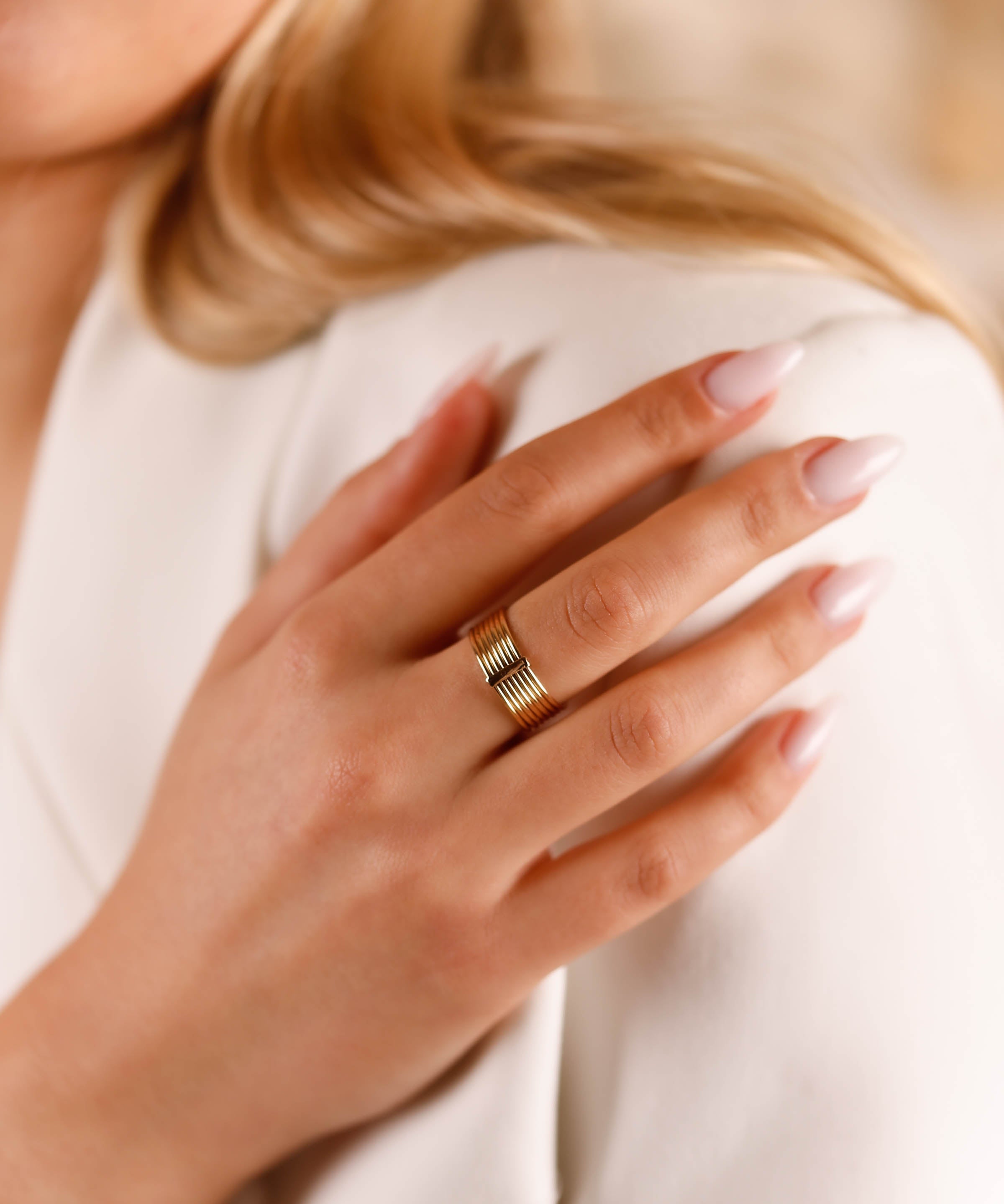 bague semainier en plaqué or pour femme 
