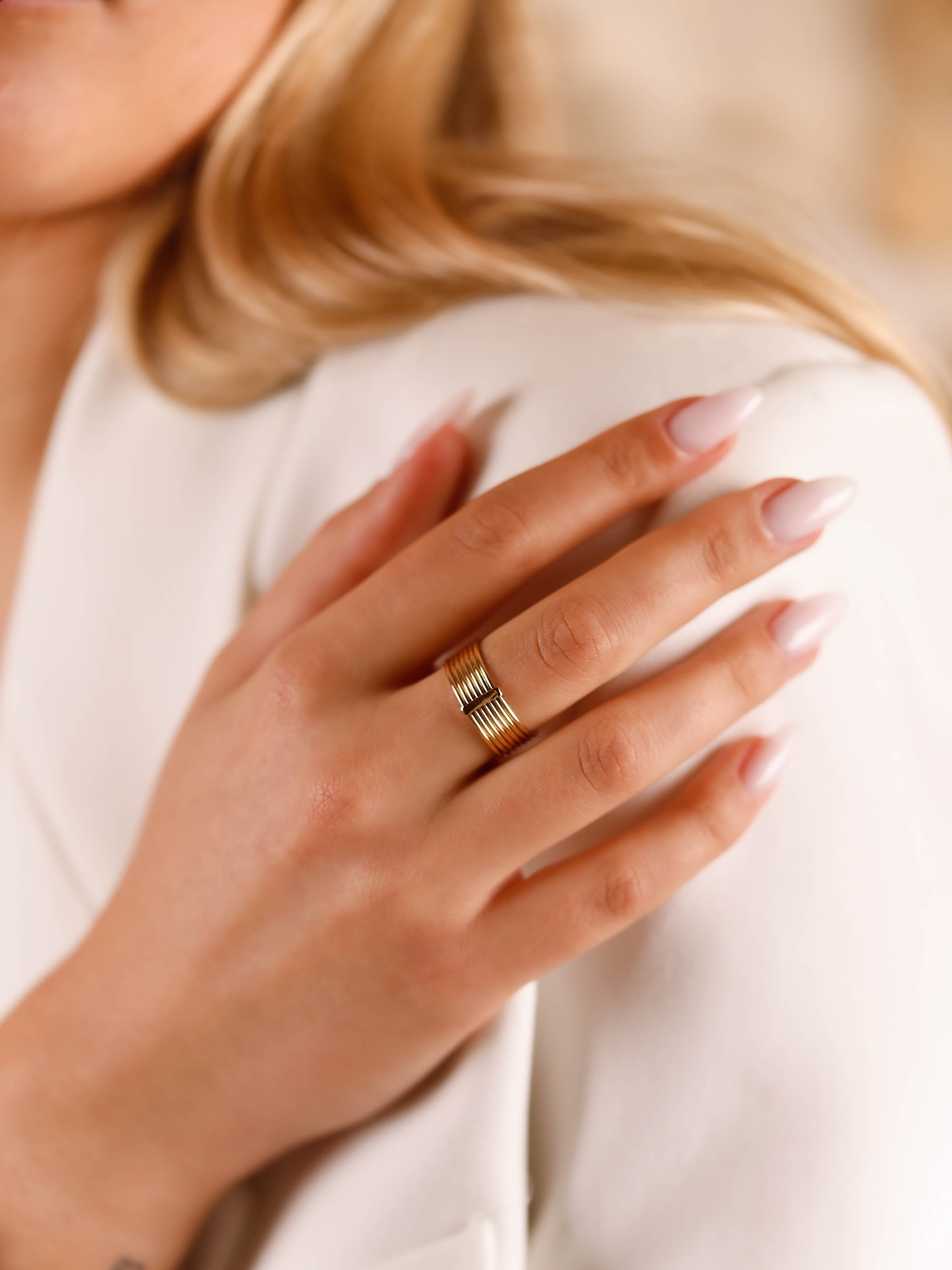 bague semainier en plaqué or pour femme 