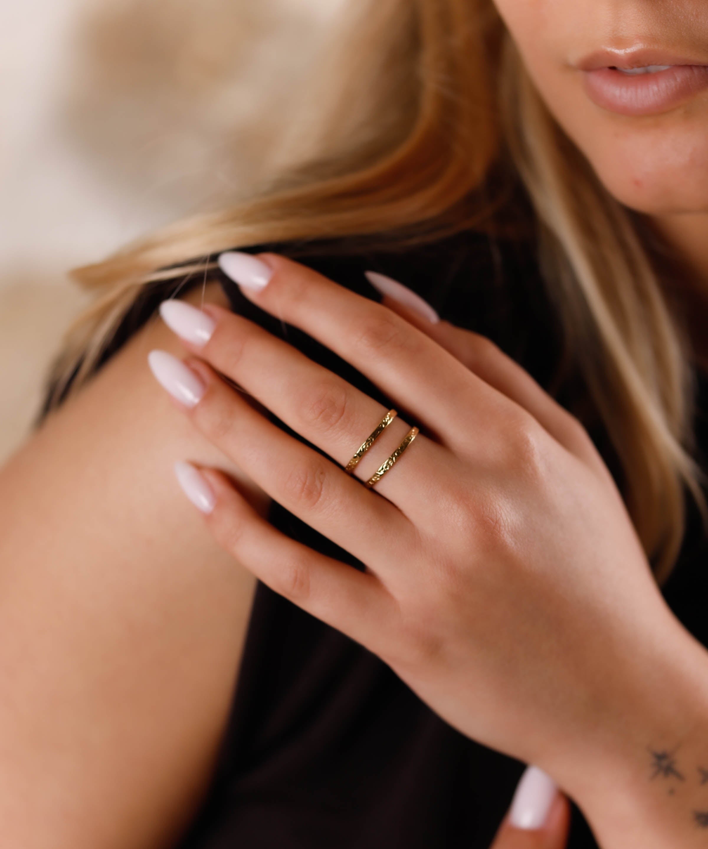 bague en acier inoxydable réglable pour femme 