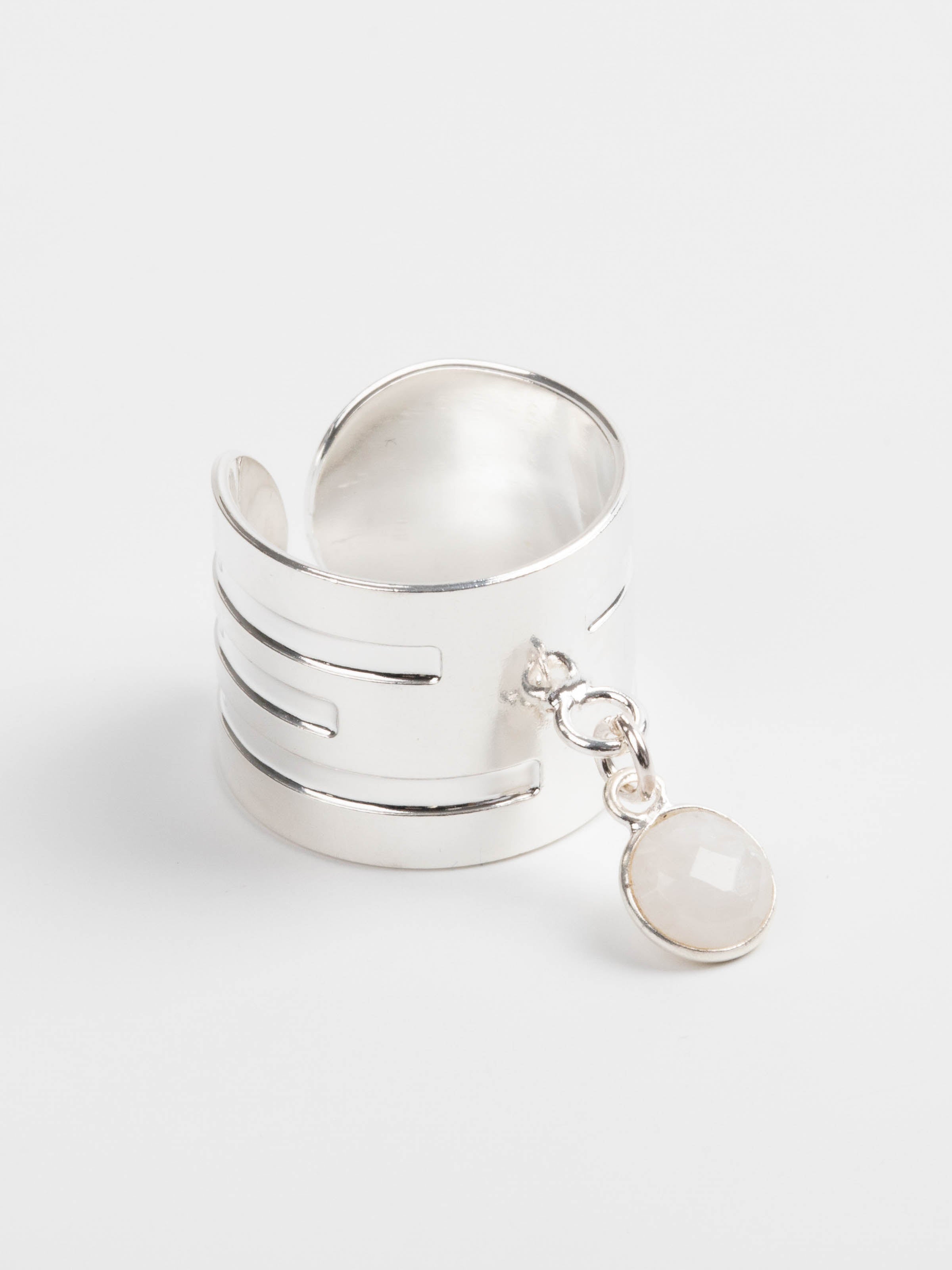 bague en plaqué argent avec breloque réglable pour femme 