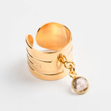 bague en plaqué or avec breloque réglable pour femme 