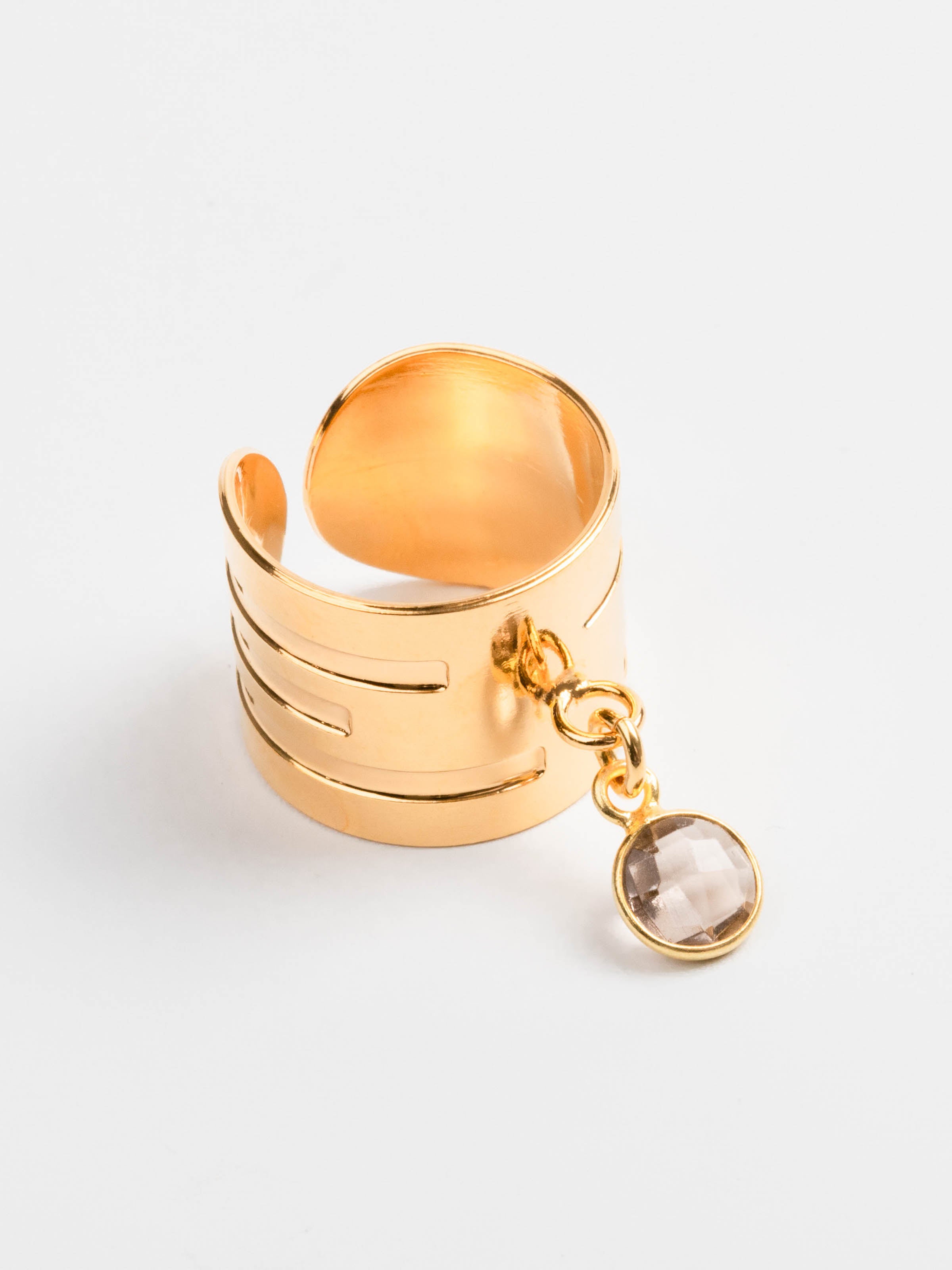 bague en plaqué or avec breloque réglable pour femme 