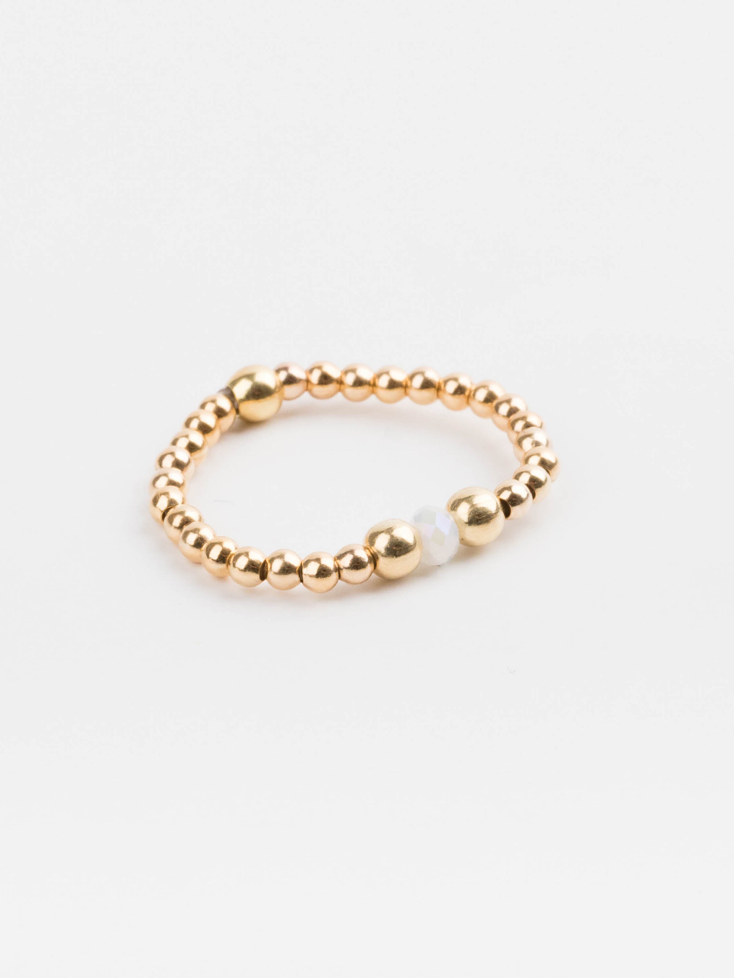 bague perle en plaqué or et cristaux pour femme 