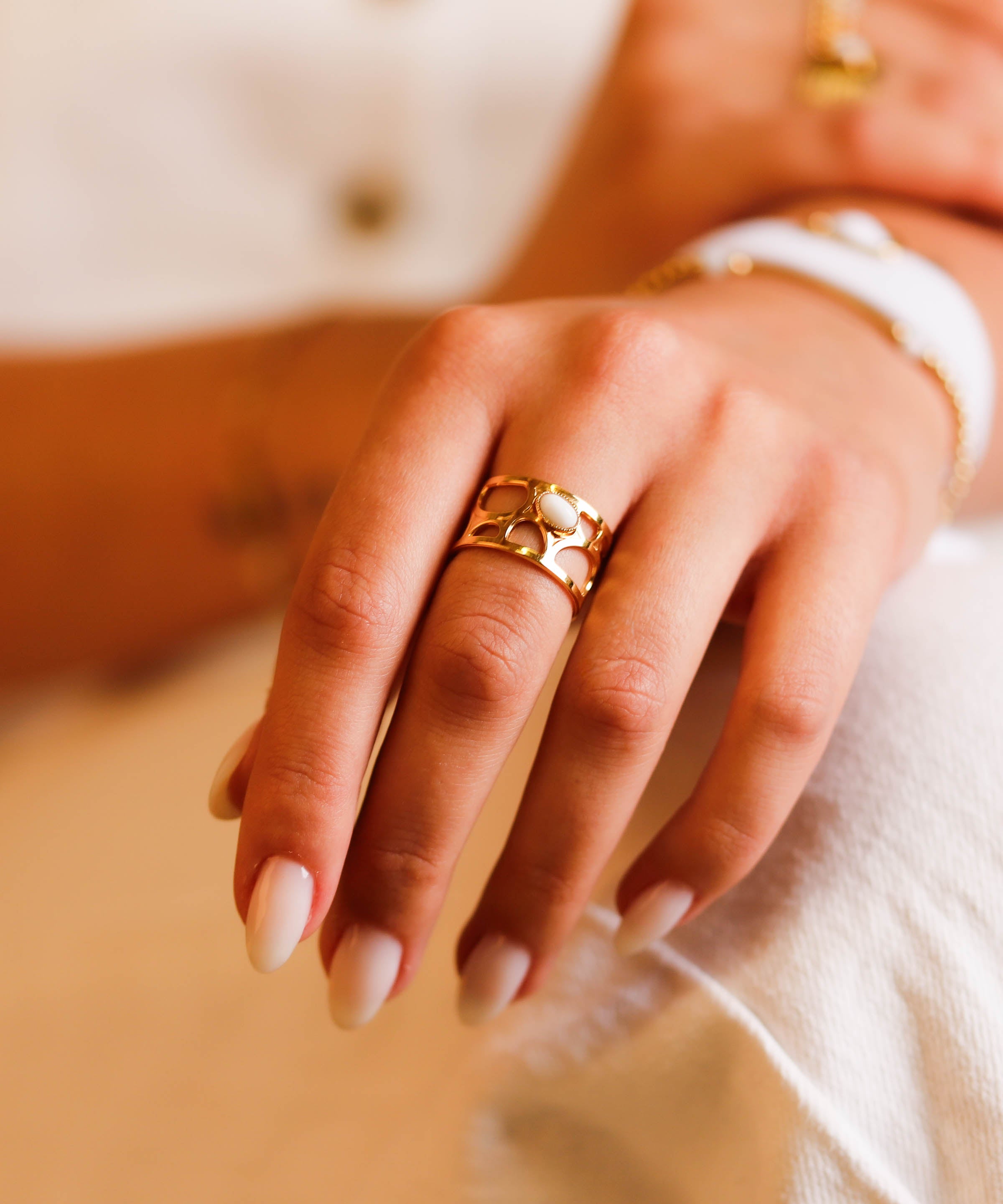 bague en plaqué or réglable pour femme 