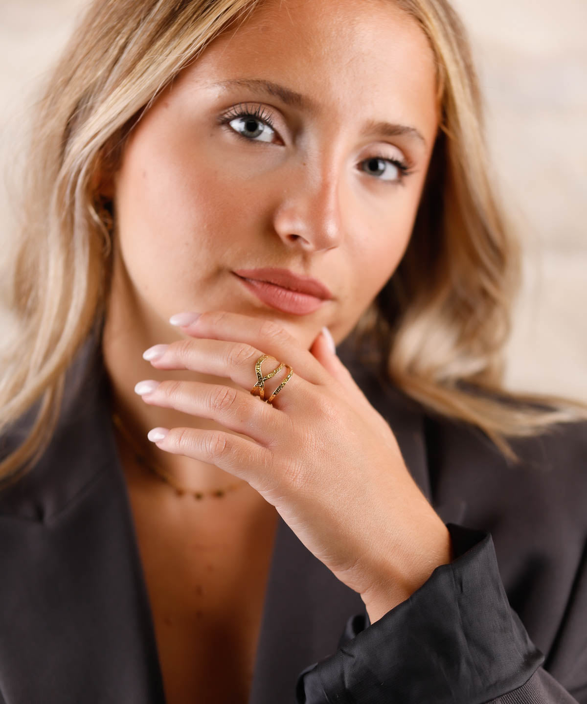bague réglable en acier inoxydable pour femme 