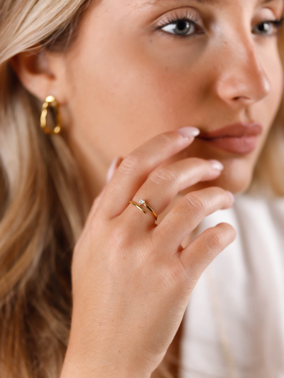 bague réglable en acier inoxydable pour femme 