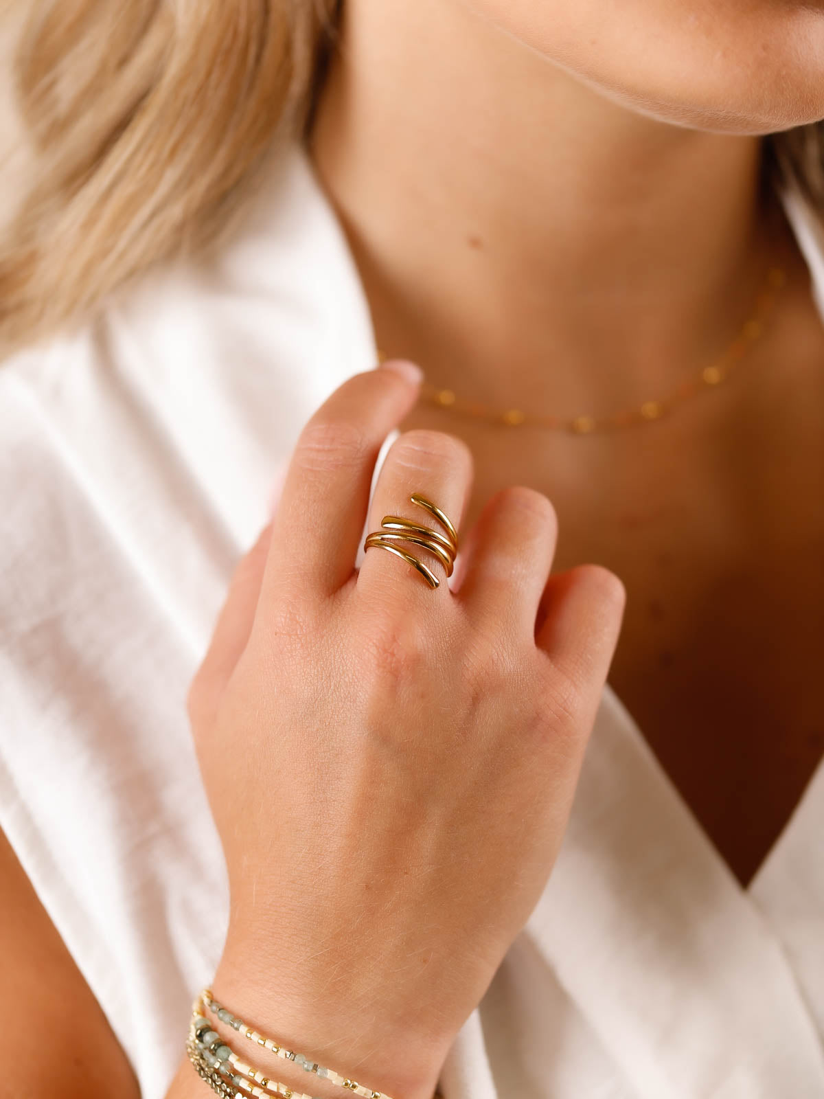 bague réglable en acier inoxydable pour femme 