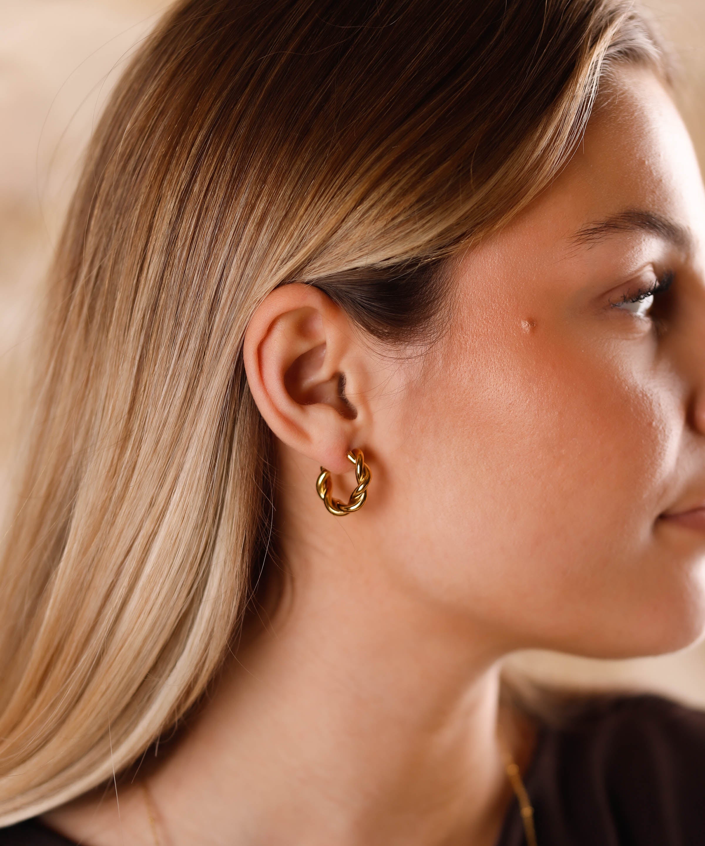boucles d'oreilles créoles tressées en acier inoxydable pour femme 