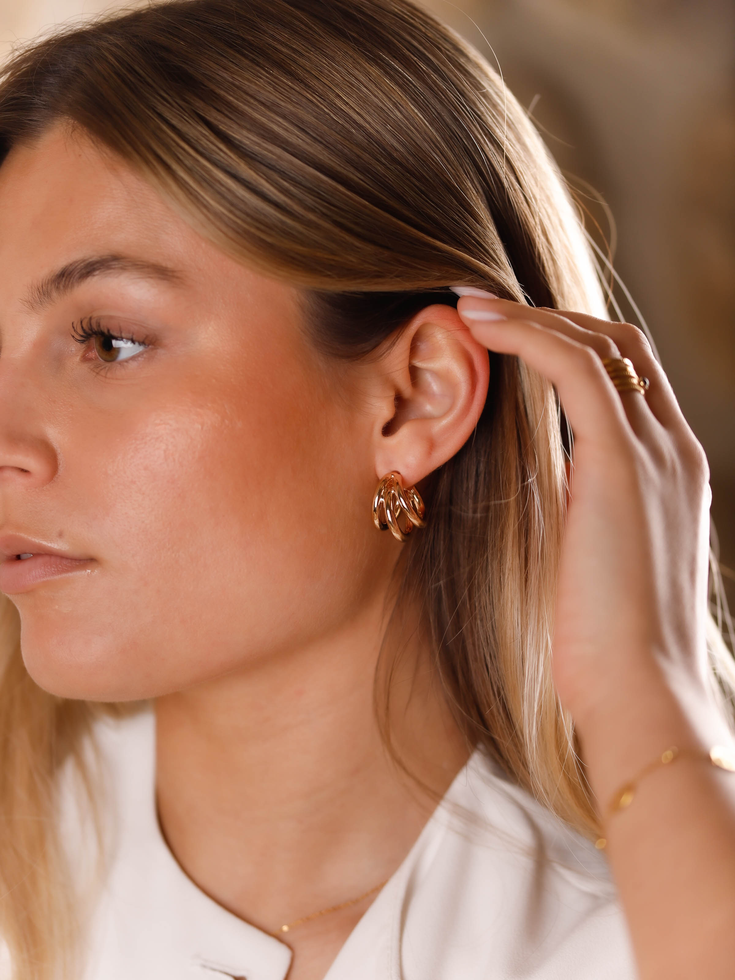 boucles d'oreilles en plaqué or pour femme 