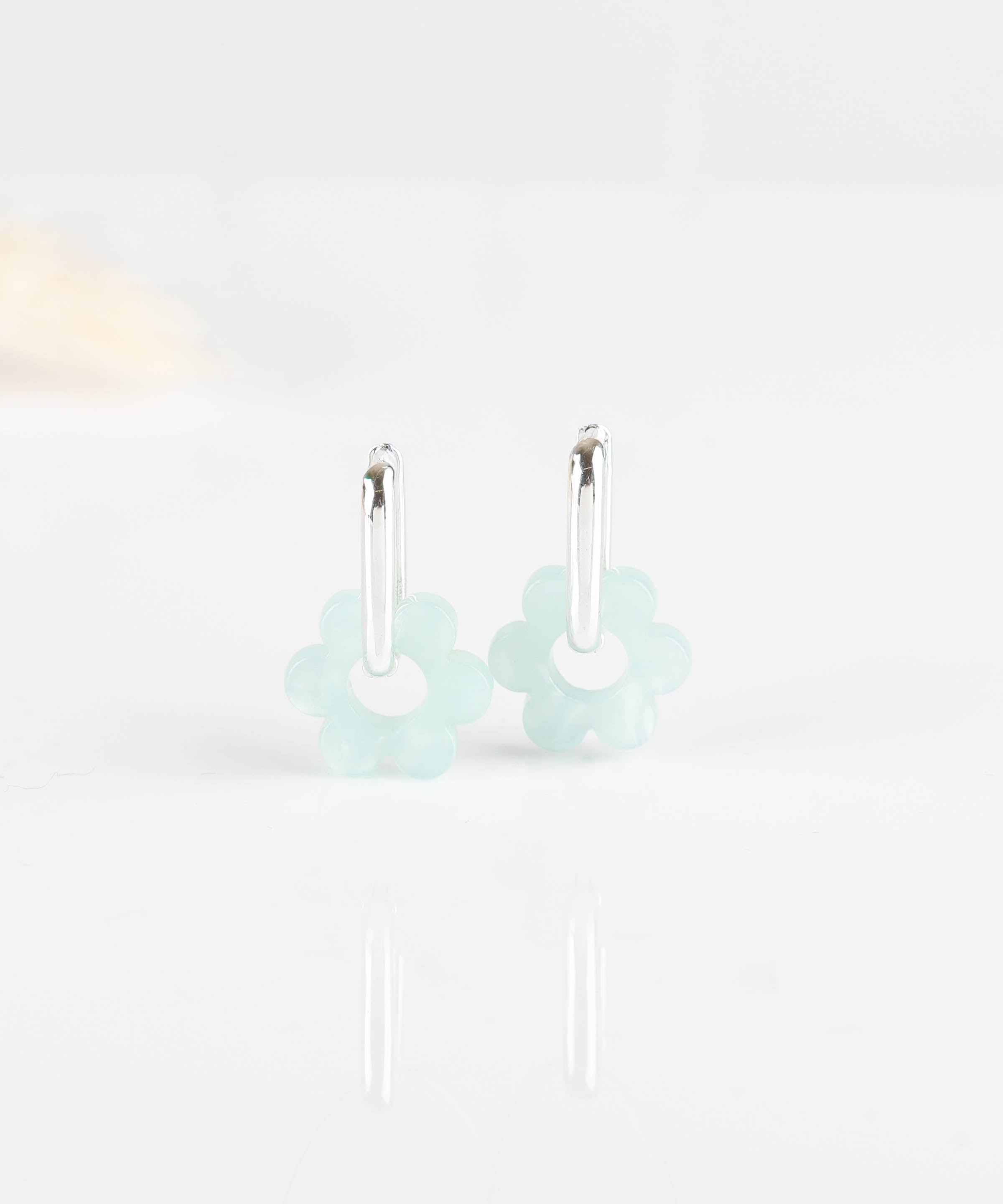 boucles d'oreilles fleur turquoise en argent 925 pour femme 