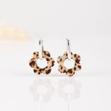 boucles d'oreilles fleur léopard et argent 925 pour femme 