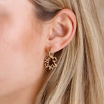 boucles d'oreilles fleur léopard en acier inoxydable pour femme 