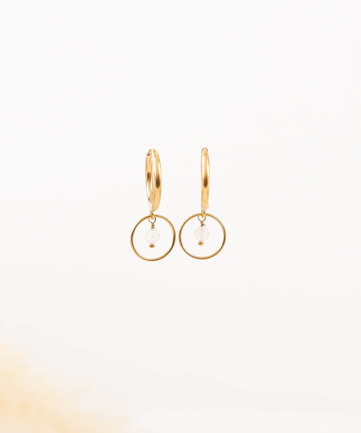 boucles d'oreilles en acier inoxydable et pierre de lune pour femme 