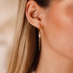 boucles d'oreilles chaînes fines en acier inoxydable et perles pour femme 
