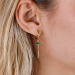 boucles d'oreilles créoles en acier inoxydable avec chaîne pour femme