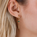 boucles d'oreilles créoles en acier inoxydable avec chaîne pour femme